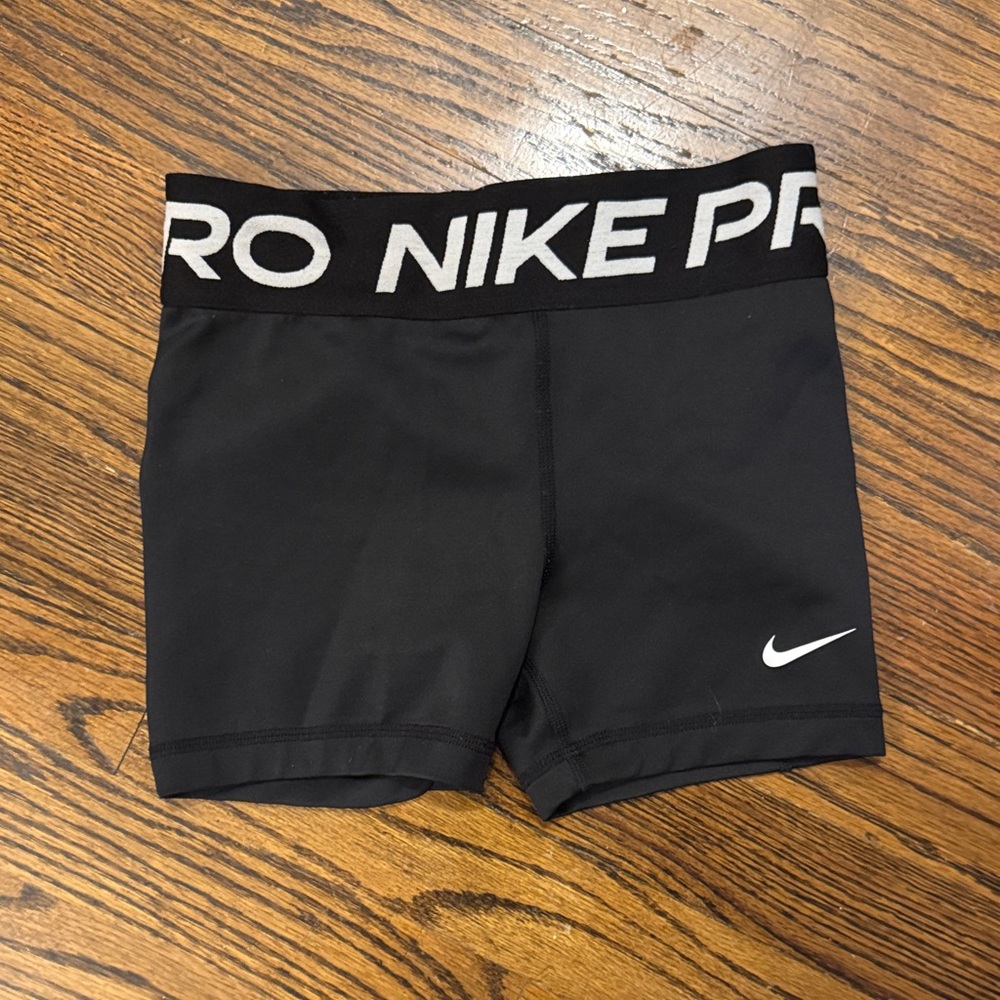 Nike Pro Black Shorts with White Logo